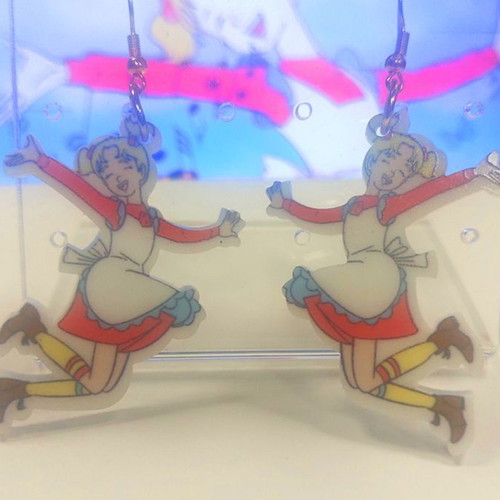 Handmade earrings with Sandy Bell theme from plexiglass new