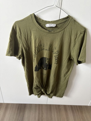 Mango khaki blouse with design, like new