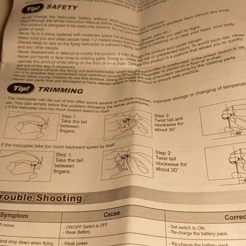 Remote control helicopter used, non-working with controller and 3 extra blades