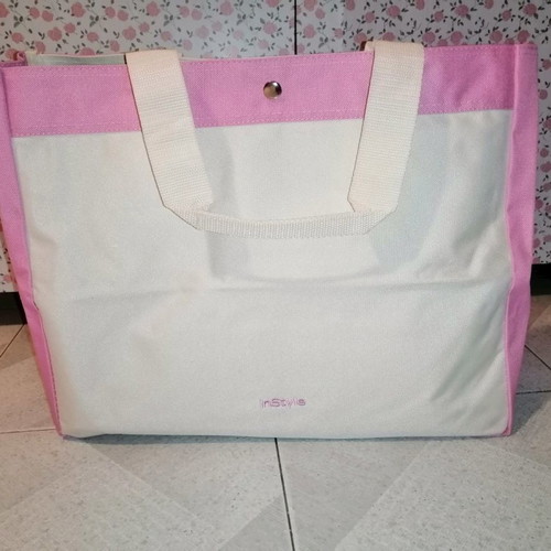 Beach bag pink-white
