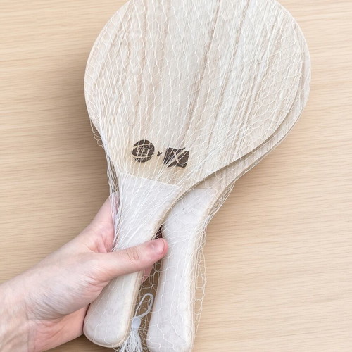 Wooden beach paddle set with ball, new and unused