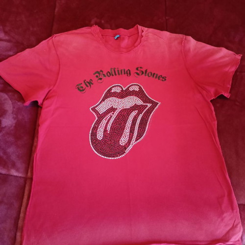 Amplified Rolling Stones unisex t-shirt με στρας, κόκκινο, L
