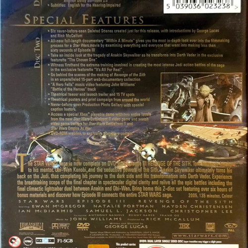 Star Wars 3 Revenge of the Sith DVD, sealed, English subtitles, double disc