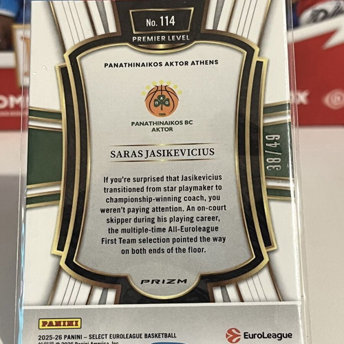 Panini Select EuroLeague Basketball Card Saras Jasikevicius Premier Lvl. Bronze 38/49