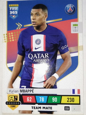 Kylian Mbappé Panini FIFA 365 Adrenalyn XL 2022-2023 collectible card used