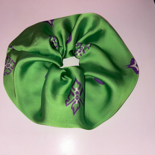 Scrunchie hair tie XXL handmade, Alice in Wonderland, satin fabric