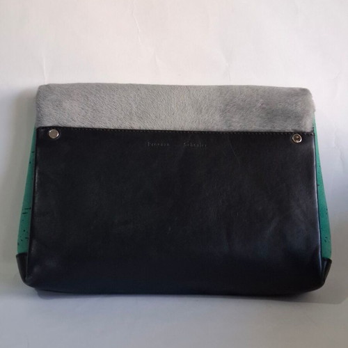 Proenza Schouler PS Elliot Fur and Leather Colorblock Clutch Bag used