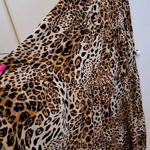 Animal print leopard dress like new, very long, brown