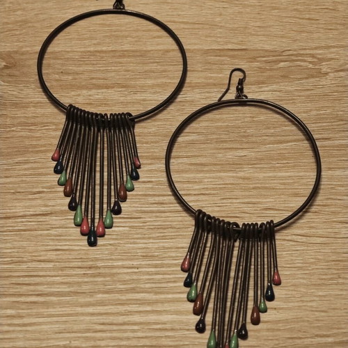 Vintage long bronze earrings