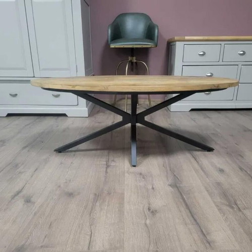 Oak coffee table with metal legs new