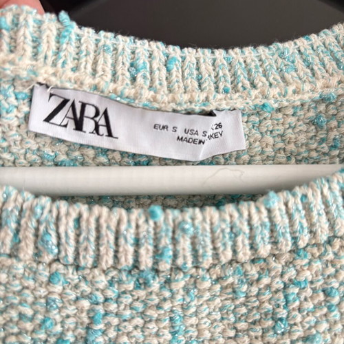 Zara dress like new, mini knit beige with turquoise