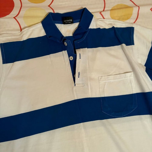 Men's blouse L white and blue like new with marks