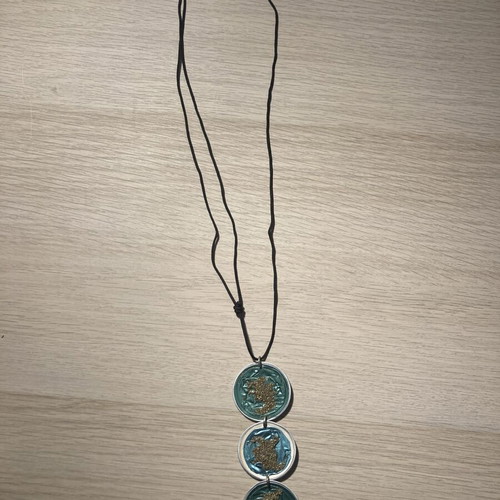 Upcycled Handmade Necklace with Coffee Capsules, Gold Glitter & Crystals