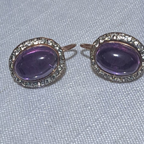 Vintage 925 earrings with purple and white stones, like new