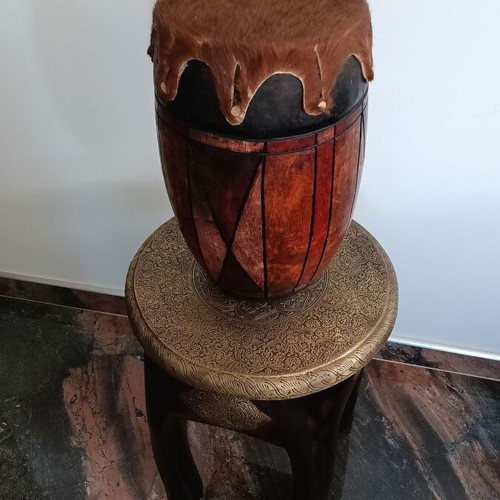 African Tarambuka Drum new, natural leather and wood