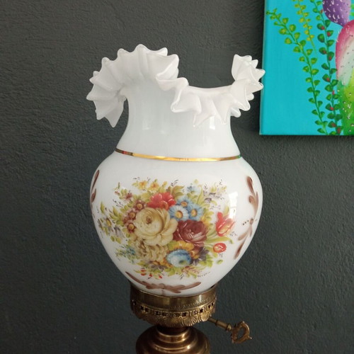 Vintage Opaline Table Lamp hand-painted, used