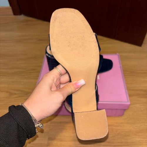 Blue crocodile sandals like new with silver detail