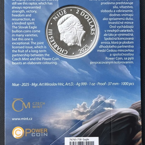Silver Coin Slovak Eagle limited edition, new, 1 oz 999 silver