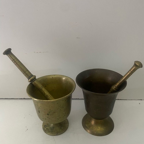 Brass mortars used, set of 2 pieces