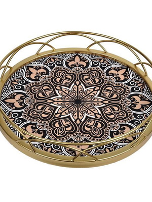 Metal round tray new with mandala design 32cm