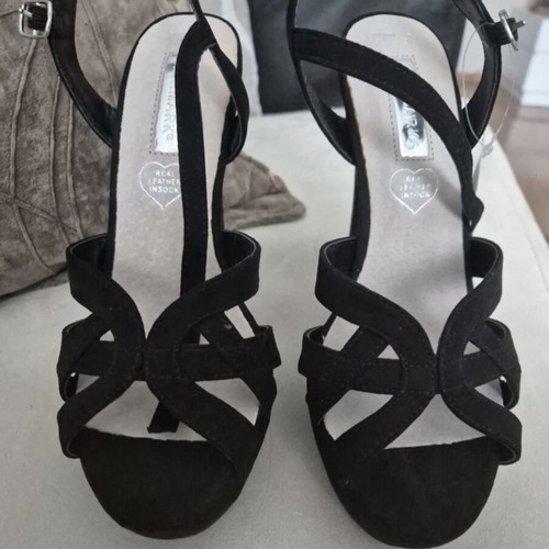 Black high-heeled sandals size 38, 13cm heel