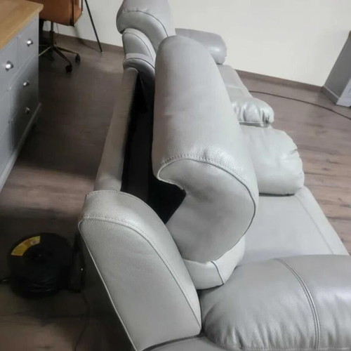 Gray leather sofa and armchair set Grayson new with relaxing mechanism