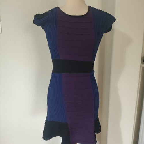 Sandro Paris cotton mini dress with crochet and color blocks, size S