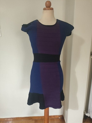 Sandro Paris cotton mini dress with crochet and color blocks, size S