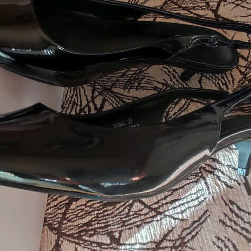 Luigi black patent leather slingback pumps new size 38
