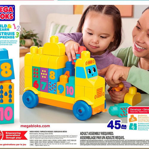Mega Bloks Educational School Blocks with Numbers, new