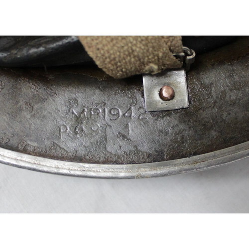 British Army MKII Helmet with Original Liner and Chinstrap (M.R. 1942)