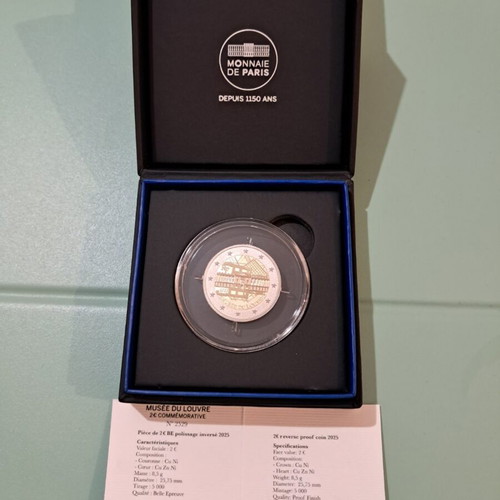 France 2025 2 Euro Reverse Proof Coin Louvre Museum new