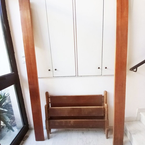 Single bed used, length 2.18 m, wood frame with mattress