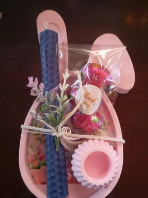 Easter gifts made to order with plate and candle holder