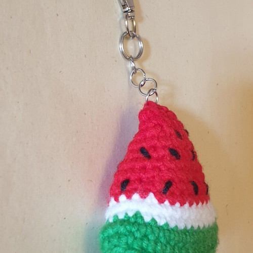 Watermelon Slice Handmade Crochet Keychain new, colorful
