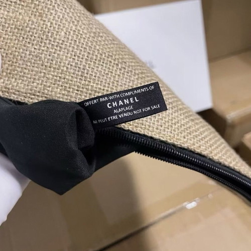 Chanel Beauty Eco Jute VIP Cosmetic Bag, black and beige