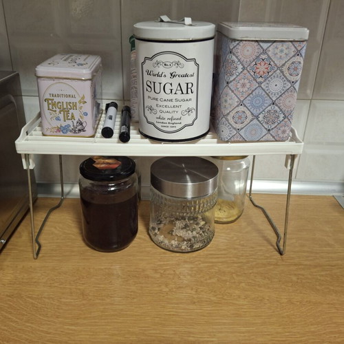 Folding Plastic Shelf white with metal legs like new