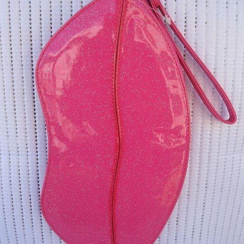 Pink envelope bag new with glitter and detachable handle