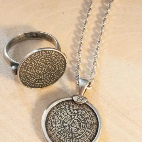 Silver set 925 used, Phaistos disc design