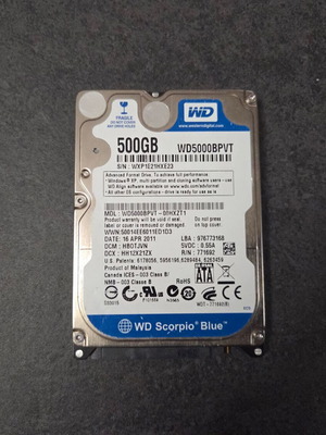 Western Digital Blue 500GB WD5000BPVT HDD used 2.5 inch