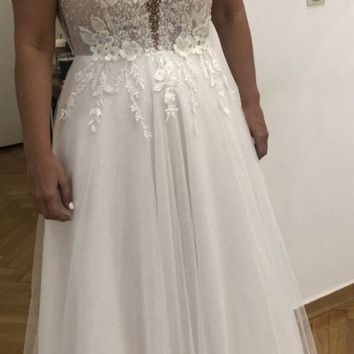 Wedding dress handmade used, white, size S / 36 / 8