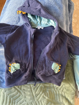 Dinosaur zip-up sweatshirt used, blue, boy size 80 cm