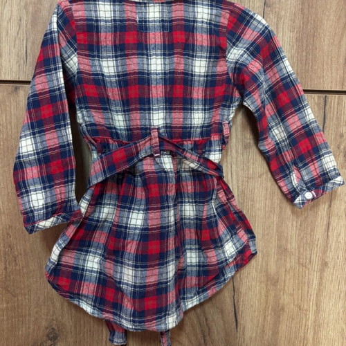 H&M dress 9-12M used with checkered pattern and belt