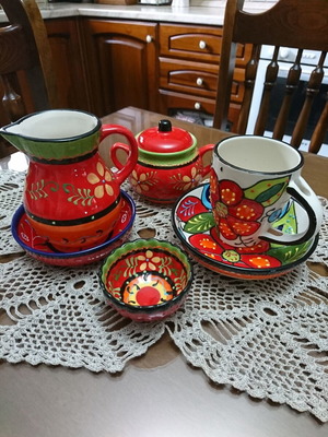 Ceramic serving set handmade, like new, Spanish style