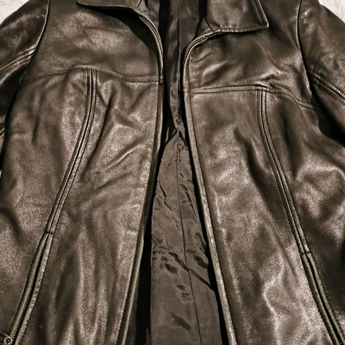Leather jacket women's refurbished, size M, black