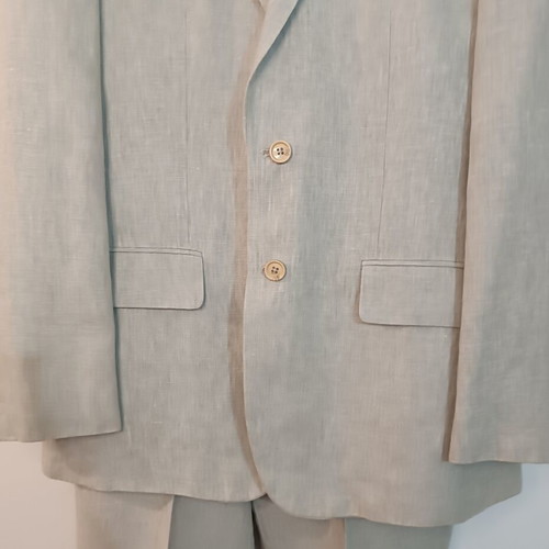 Leonardo men's suit 100% linen beige like new, jacket and trousers 50/44