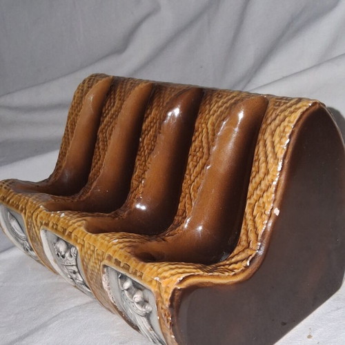 Vintage Majolica Four-Pipe Stand with King and Queen Reliefs