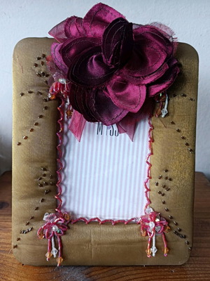 Trimar fabric photo frame with flower new