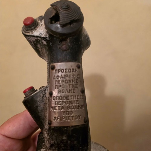 Vintage Huey helicopter control stick, original with patina, Greek army assignment