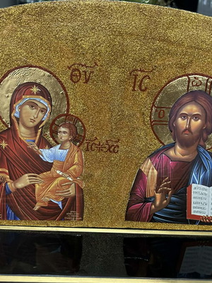 Religious icon with Christ and Virgin Mary like new